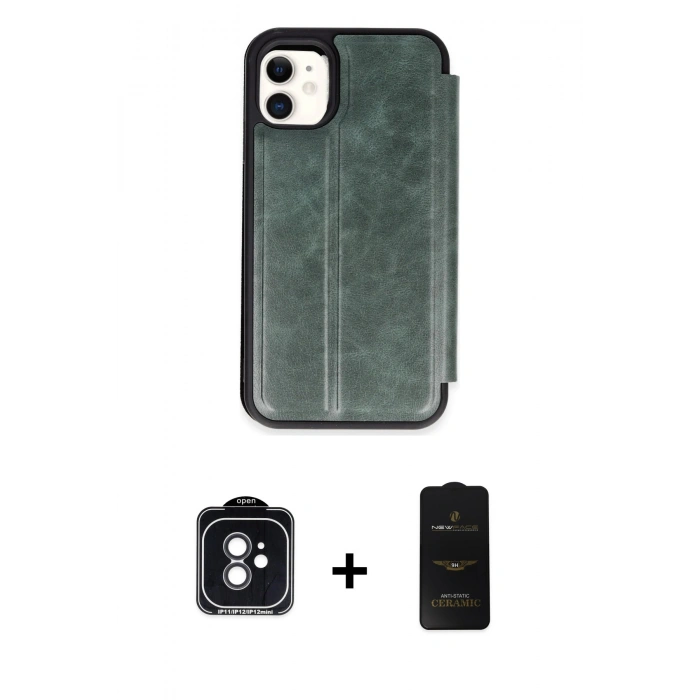 MARSİLYAN™- iPhone 11 Kılıf Zirve Yansıma Serisi - Siyah 6D Antistatik Mat Seramik Hayalet Nano Ekran Koruyucu + PVD Metal Kamera Lens - SH