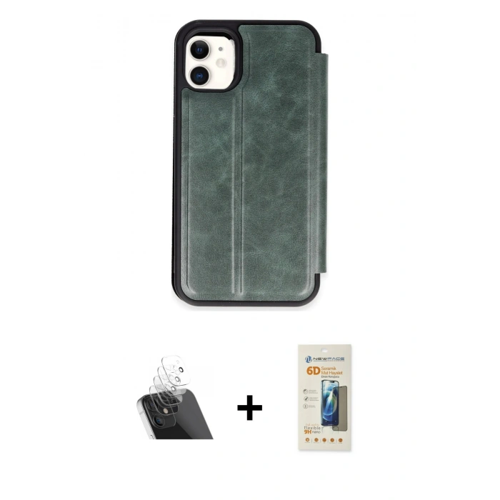 MARSİLYAN™- iPhone 11 Kılıf Zirve Yansıma Serisi - Siyah 6D Mat Seramik Hayalet Nano Ekran Koruyucu + Kamera Lens Koruma Cam - SF