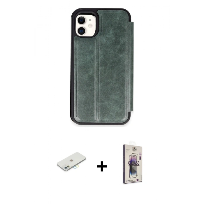 MARSİLYAN™- iPhone 11 Kılıf Zirve Yansıma Serisi - Siyah Bilvis 3D Cam Ekran Koruyucu + Renkli Kamera Lens Koruma Cam - SI