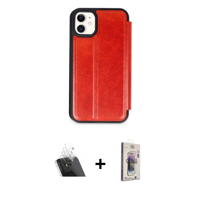 MARSİLYAN™- iPhone 11 Kılıf Zirve Yansıma Serisi - Siyah Bilvis 3D Cam Ekran Koruyucu + Kamera Lens Koruma Cam - SF