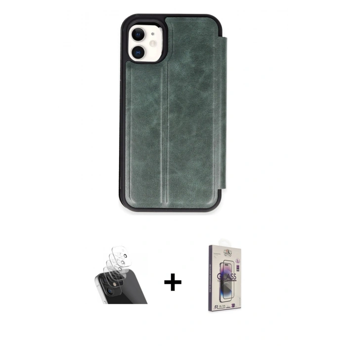 MARSİLYAN™- iPhone 11 Kılıf Zirve Yansıma Serisi - Siyah Bilvis 3D Cam Ekran Koruyucu + Kamera Lens Koruma Cam - SF