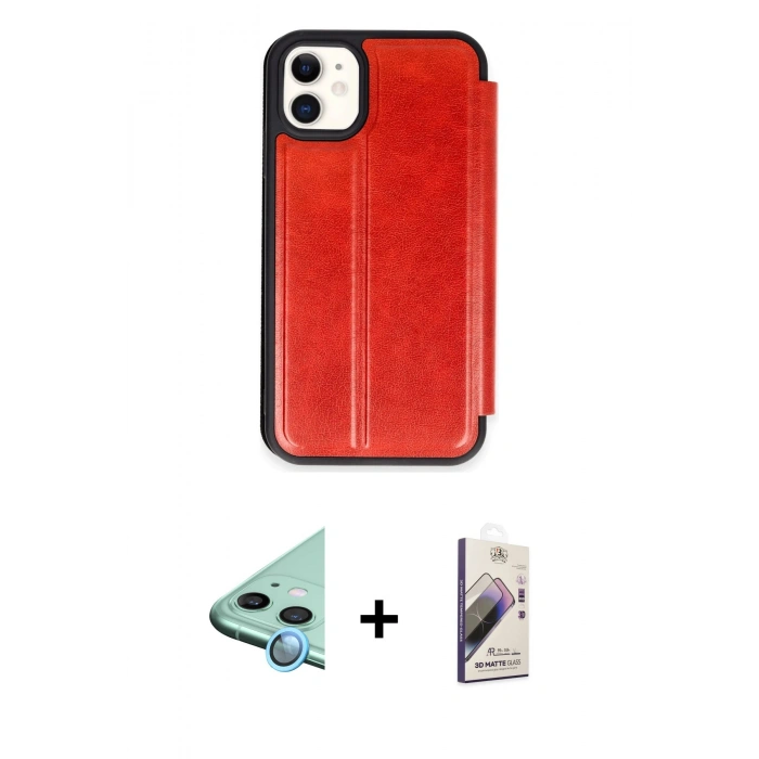 MARSİLYAN™- iPhone 11 Kılıf Zirve Yansıma Serisi - Siyah Bilvis 3D Mat Cam Ekran Koruyucu + Raze Metal Kamera Lens - MI