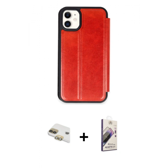 MARSİLYAN™- iPhone 11 Kılıf Zirve Yansıma Serisi - Siyah Bilvis 3D Mat Cam Ekran Koruyucu + Pers Alüminyum Kamera Lens - GD