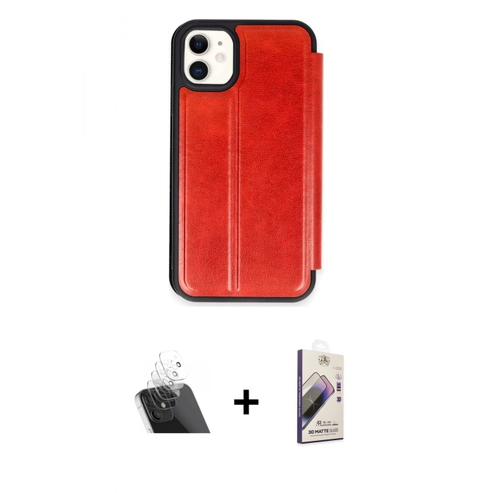 MARSİLYAN™- iPhone 11 Kılıf Zirve Yansıma Serisi - Siyah Bilvis 3D Mat Cam Ekran Koruyucu + Kamera Lens Koruma Cam - SF