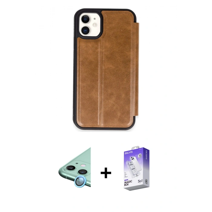 MARSİLYAN™- iPhone 11 Kılıf Zirve Yansıma Serisi - Siyah Bilvis 5in1 3D Magic Cam Ekran Koruyucu + Raze Metal Kamera Lens - MI