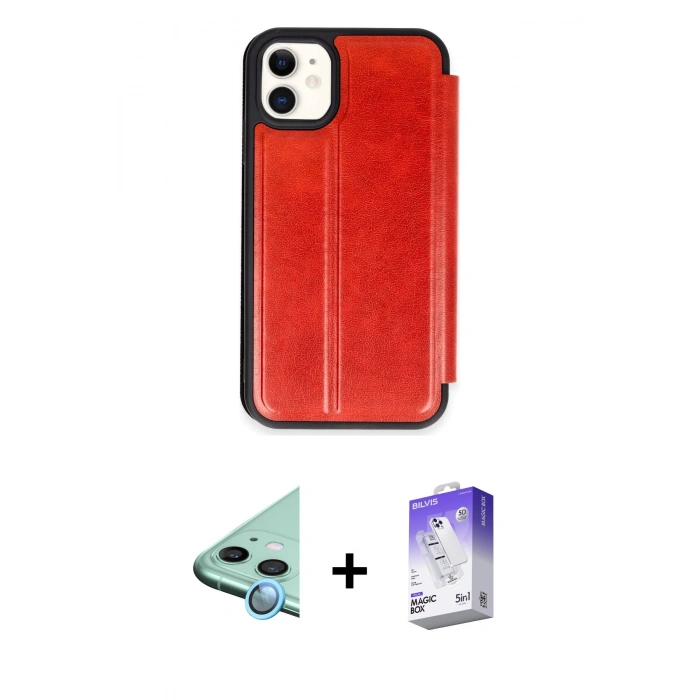 MARSİLYAN™- iPhone 11 Kılıf Zirve Yansıma Serisi - Siyah Bilvis 5in1 3D Magic Cam Ekran Koruyucu + Raze Metal Kamera Lens - MI