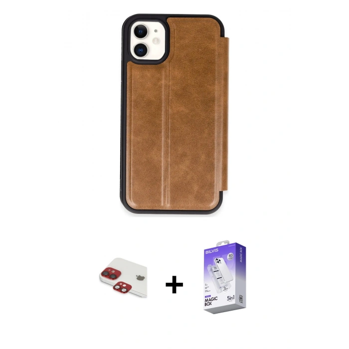 MARSİLYAN™- iPhone 11 Kılıf Zirve Yansıma Serisi - Siyah Bilvis 5in1 3D Magic Cam Ekran Koruyucu + Pers Alüminyum Kamera Lens - KI