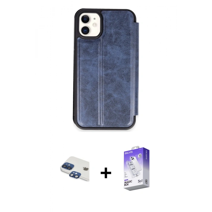 MARSİLYAN™- iPhone 11 Kılıf Zirve Yansıma Serisi - Siyah Bilvis 5in1 3D Magic Cam Ekran Koruyucu + Pers Alüminyum Kamera Lens - LT