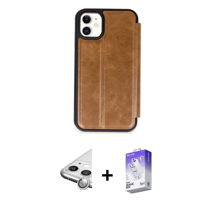MARSİLYAN™- iPhone 11 Kılıf Zirve Yansıma Serisi - Siyah Bilvis 5in1 3D Magic Cam Ekran Koruyucu + Raze Metal Kamera Lens - GS