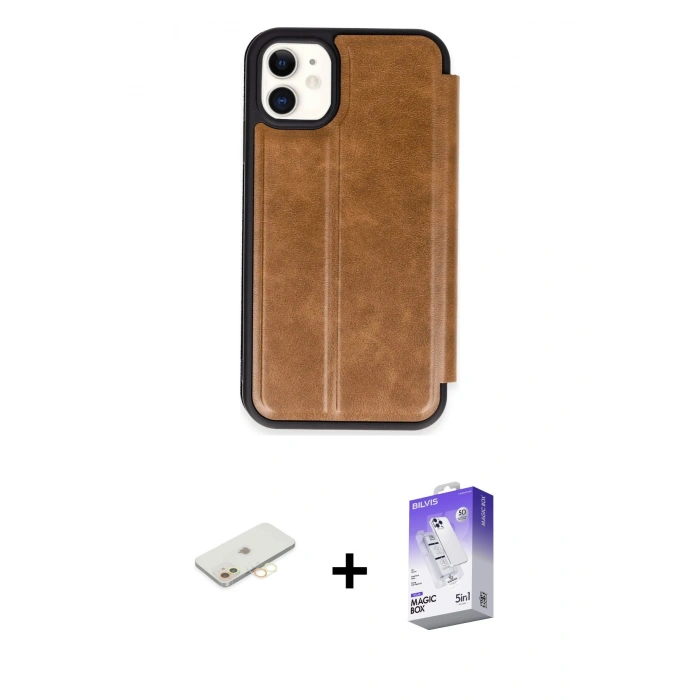 MARSİLYAN™- iPhone 11 Kılıf Zirve Yansıma Serisi - Siyah Bilvis 5in1 3D Magic Cam Ekran Koruyucu + Renkli Kamera Lens Koruma Cam - SI