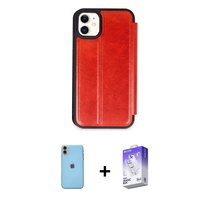 MARSİLYAN™- iPhone 11 Kılıf Zirve Yansıma Serisi - Siyah Bilvis 5in1 3D Magic Cam Ekran Koruyucu + Neon Fosforlu Kamera Lens - TU