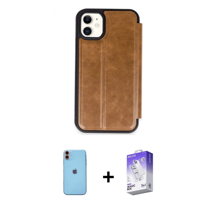 MARSİLYAN™- iPhone 11 Kılıf Zirve Yansıma Serisi - Siyah Bilvis 5in1 3D Magic Cam Ekran Koruyucu + Neon Fosforlu Kamera Lens - TU