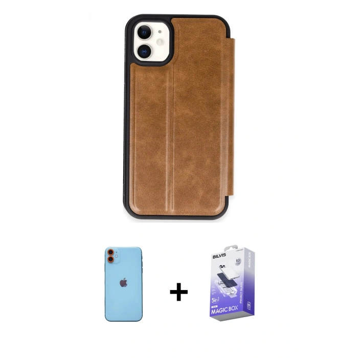 MARSİLYAN™- iPhone 11 Kılıf Zirve Yansıma Serisi - Siyah Bilvis 5in1 5D Magic Hayalet Cam Ekran Koruyucu + Neon Fosforlu Kamera Lens - TU