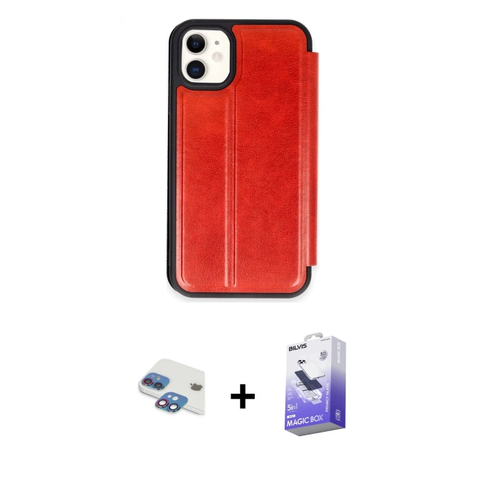 MARSİLYAN™- iPhone 11 Kılıf Zirve Yansıma Serisi - Siyah Bilvis 5in1 5D Magic Hayalet Cam Ekran Koruyucu + Pers Alüminyum Kamera Lens - GI