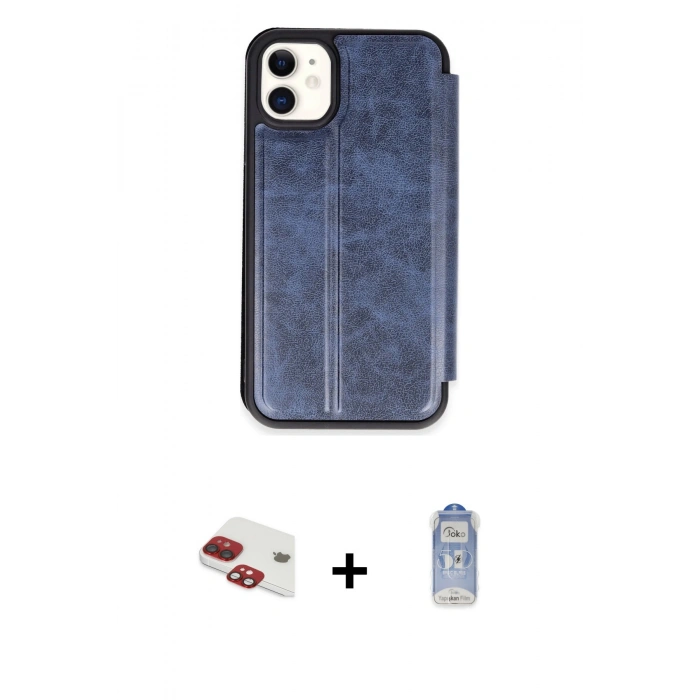 MARSİLYAN™- iPhone 11 Kılıf Zirve Yansıma Serisi - Siyah Joko Magic 5D Cam + Pers Alüminyum Kamera Lens - KI