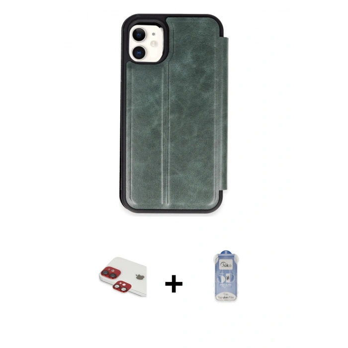 MARSİLYAN™- iPhone 11 Kılıf Zirve Yansıma Serisi - Siyah Joko Magic 5D Cam + Pers Alüminyum Kamera Lens - KI