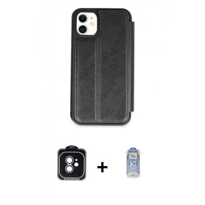 MARSİLYAN™- iPhone 11 Kılıf Zirve Yansıma Serisi - Siyah Joko Magic 5D Cam + PVD Metal Kamera Lens - MI
