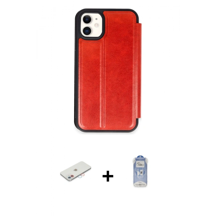 MARSİLYAN™- iPhone 11 Kılıf Zirve Yansıma Serisi - Siyah Joko Magic 5D Cam + Renkli Kamera Lens Koruma Cam - PE