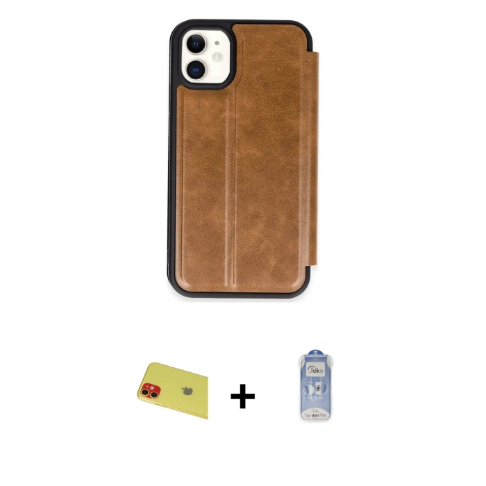 MARSİLYAN™- iPhone 11 Kılıf Zirve Yansıma Serisi - Siyah Joko Magic 5D Cam + Rainbow Kamera Lens Koruma Cam - KI