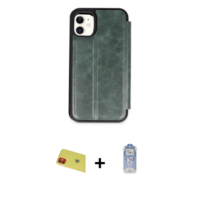 MARSİLYAN™- iPhone 11 Kılıf Zirve Yansıma Serisi - Siyah Joko Magic 5D Cam + Rainbow Kamera Lens Koruma Cam - KI