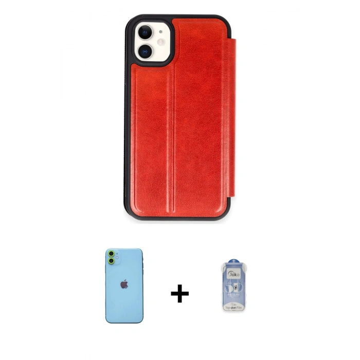 MARSİLYAN™- iPhone 11 Kılıf Zirve Yansıma Serisi - Siyah Joko Magic 5D Cam + Neon Fosforlu Kamera Lens - YL