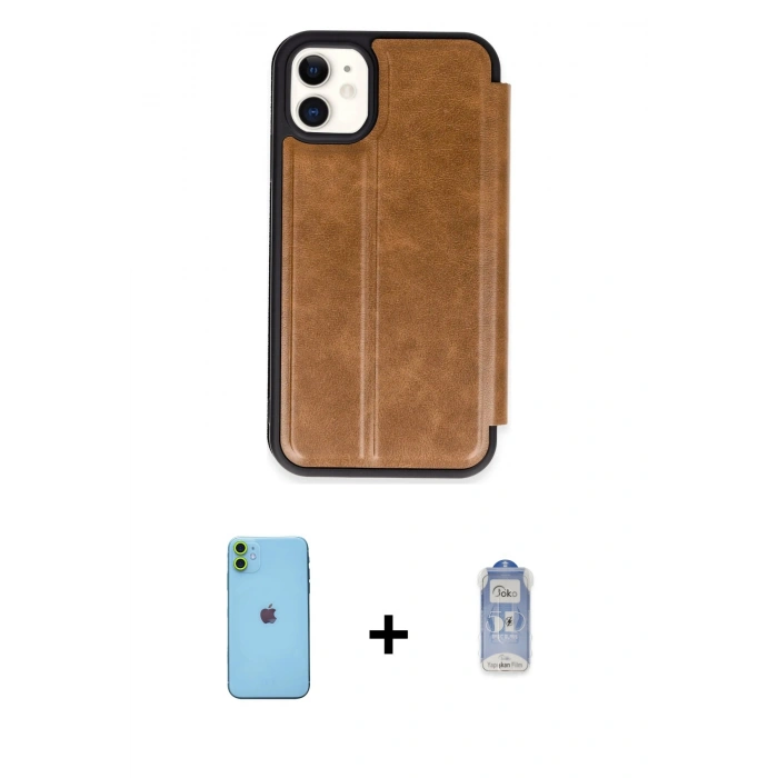 MARSİLYAN™- iPhone 11 Kılıf Zirve Yansıma Serisi - Siyah Joko Magic 5D Cam + Neon Fosforlu Kamera Lens - YL