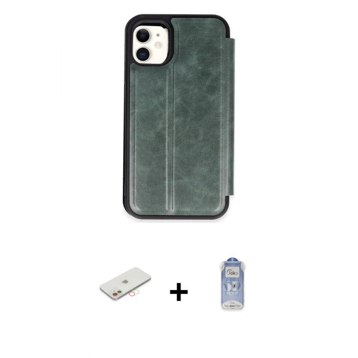 MARSİLYAN™- iPhone 11 Kılıf Zirve Yansıma Serisi - Siyah Joko Magic 5D Cam + Renkli Kamera Lens Koruma Cam - YL