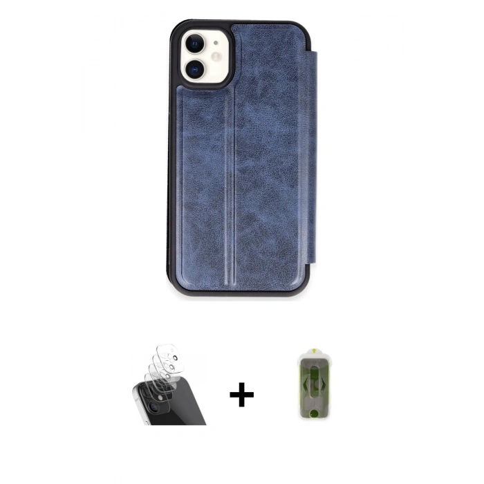 MARSİLYAN™- iPhone 11 Kılıf Zirve Yansıma Serisi - Siyah Joko Magic 5D Hayalet Cam + Kamera Lens Koruma Cam - SF