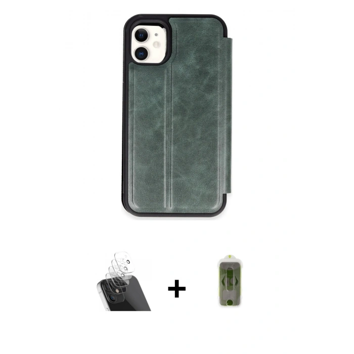 MARSİLYAN™- iPhone 11 Kılıf Zirve Yansıma Serisi - Siyah Joko Magic 5D Hayalet Cam + Kamera Lens Koruma Cam - SF