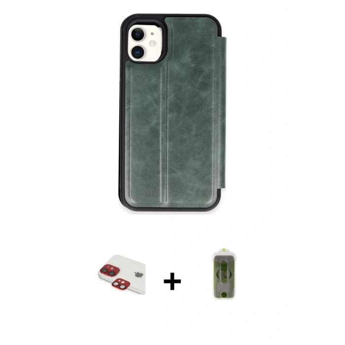 MARSİLYAN™- iPhone 11 Kılıf Zirve Yansıma Serisi - Siyah Joko Magic 5D Hayalet Cam + Pers Alüminyum Kamera Lens - KI