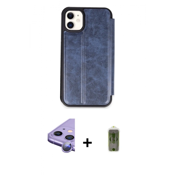 MARSİLYAN™- iPhone 11 Kılıf Zirve Yansıma Serisi - Siyah Joko Magic 5D Hayalet Cam + Raze Metal Kamera Lens - MR