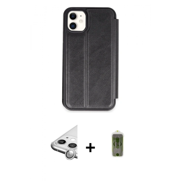 MARSİLYAN™- iPhone 11 Kılıf Zirve Yansıma Serisi - Siyah Joko Magic 5D Hayalet Cam + Raze Metal Kamera Lens - GS