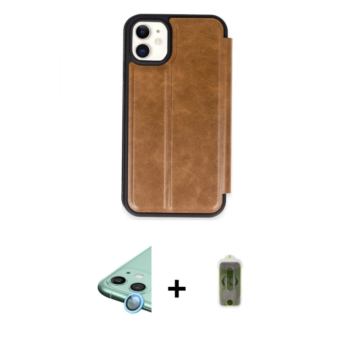 MARSİLYAN™- iPhone 11 Kılıf Zirve Yansıma Serisi - Siyah Joko Magic 5D Hayalet Cam + Raze Metal Kamera Lens - MI