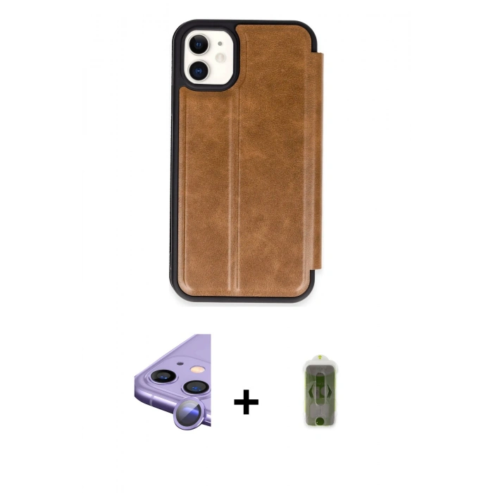 MARSİLYAN™- iPhone 11 Kılıf Zirve Yansıma Serisi - Siyah Joko Magic 5D Hayalet Cam + Raze Metal Kamera Lens - MR