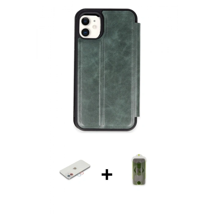 MARSİLYAN™- iPhone 11 Kılıf Zirve Yansıma Serisi - Siyah Joko Magic 5D Hayalet Cam + Renkli Kamera Lens Koruma Cam - PE