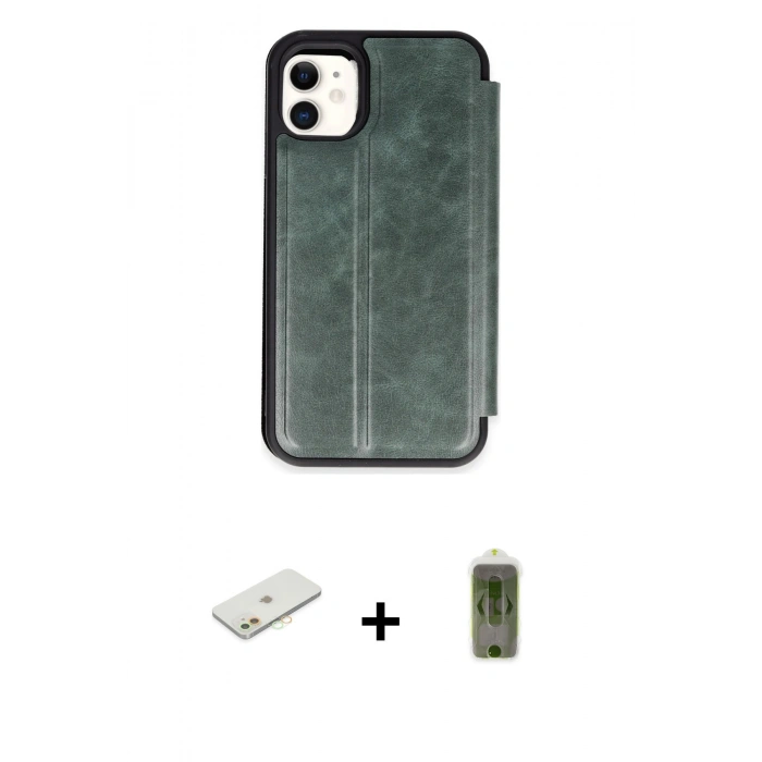 MARSİLYAN™- iPhone 11 Kılıf Zirve Yansıma Serisi - Siyah Joko Magic 5D Hayalet Cam + Renkli Kamera Lens Koruma Cam - TU