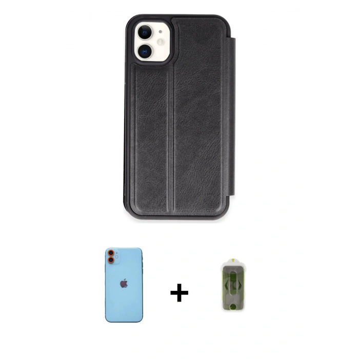 MARSİLYAN™- iPhone 11 Kılıf Zirve Yansıma Serisi - Siyah Joko Magic 5D Hayalet Cam + Neon Fosforlu Kamera Lens - TU