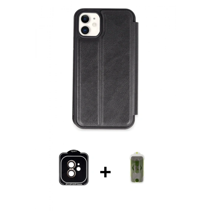 MARSİLYAN™- iPhone 11 Kılıf Zirve Yansıma Serisi - Siyah Joko Magic 5D Hayalet Cam + PVD Metal Kamera Lens - TU