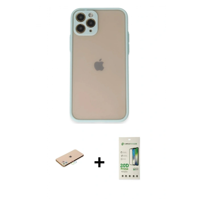 MARSİLYAN™- iPhone 11 Pro Kılıf Ahenk Çizgi Serisi - Siyah 20D Premium Cam Ekran Koruyucu + Renkli Kamera Lens Koruma Cam - MI