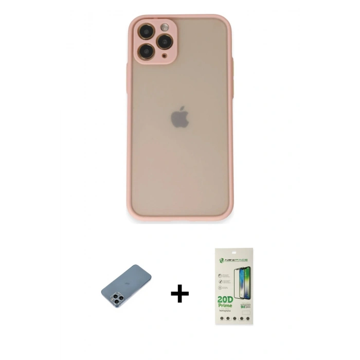 MARSİLYAN™- iPhone 11 Pro Kılıf Ahenk Çizgi Serisi - Siyah 20D Premium Cam Ekran Koruyucu + Shine Kamera Lens Koruma Cam - SABE