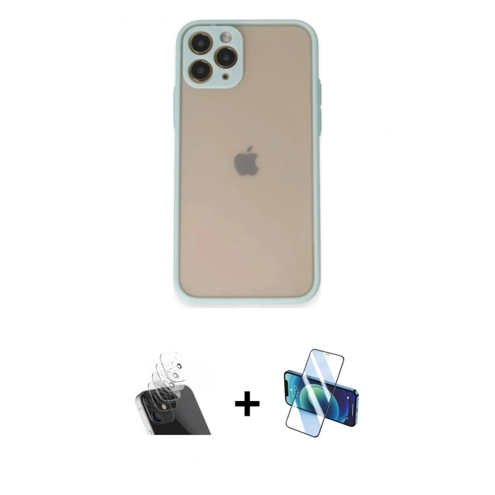MARSİLYAN™- iPhone 11 Pro Kılıf Ahenk Çizgi Serisi - Siyah 3D Antistatik Seramik Nano Ekran Koruyucu + Kamera Lens Koruma Cam - SF