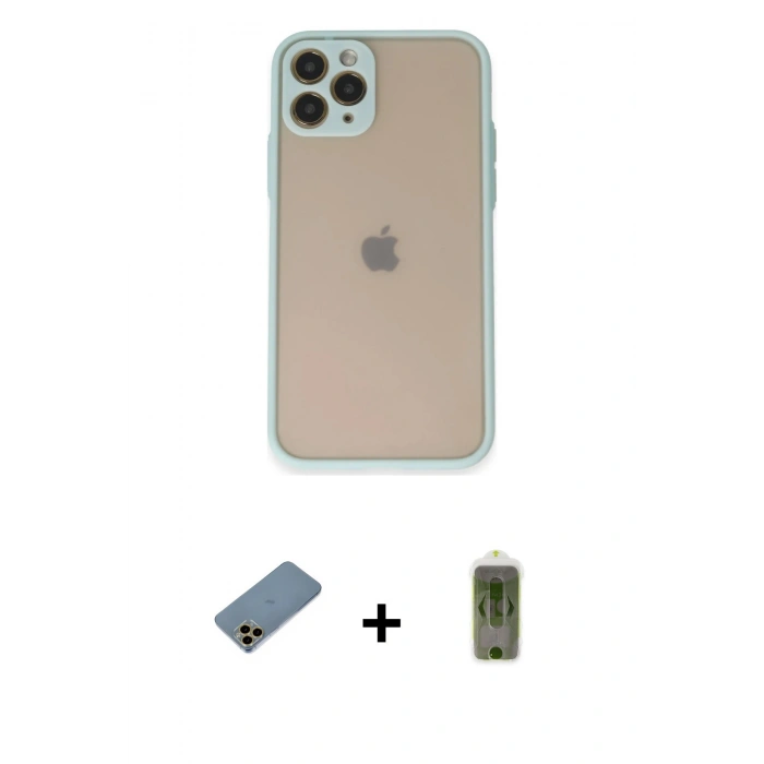 MARSİLYAN™- iPhone 11 Pro Kılıf Ahenk Çizgi Serisi - Siyah Joko Magic 5D Hayalet Cam + Shine Kamera Lens Koruma Cam - GD