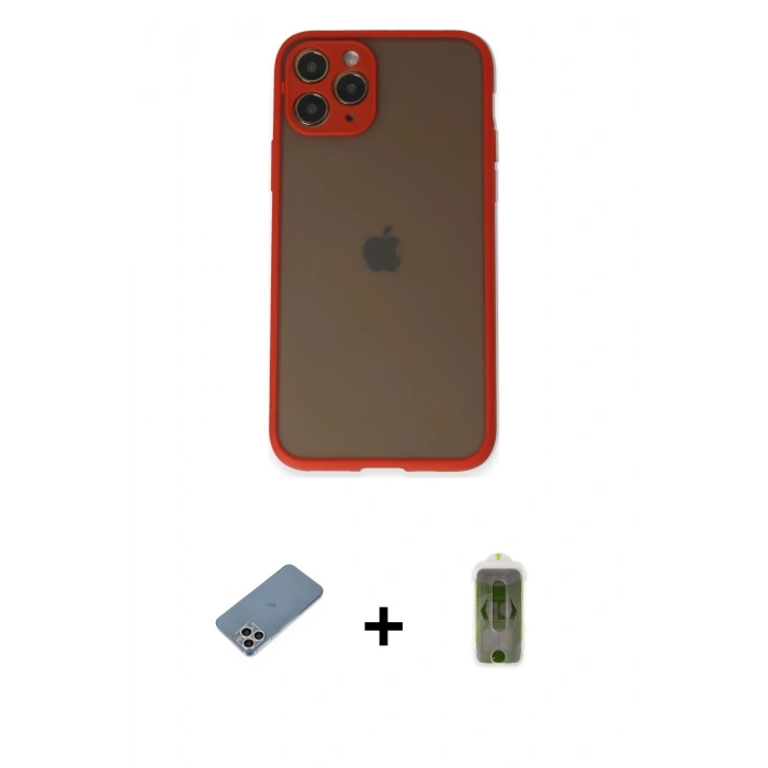 MARSİLYAN™- iPhone 11 Pro Kılıf Ahenk Çizgi Serisi - Siyah Joko Magic 5D Hayalet Cam + Shine Kamera Lens Koruma Cam - GS