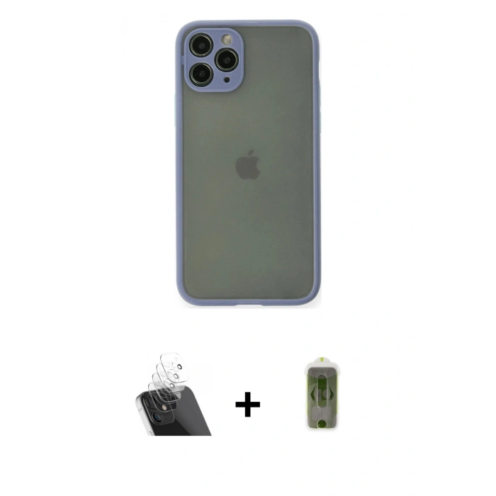 MARSİLYAN™- iPhone 11 Pro Kılıf Ahenk Çizgi Serisi - Siyah Joko Magic 5D Hayalet Cam + Kamera Lens Koruma Cam - SF
