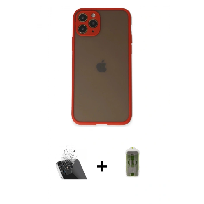 MARSİLYAN™- iPhone 11 Pro Kılıf Ahenk Çizgi Serisi - Siyah Joko Magic 5D Hayalet Cam + Kamera Lens Koruma Cam - SF