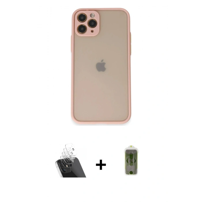 MARSİLYAN™- iPhone 11 Pro Kılıf Ahenk Çizgi Serisi - Siyah Joko Magic 5D Hayalet Cam + Kamera Lens Koruma Cam - SF