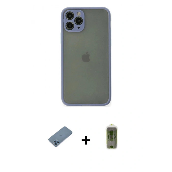 MARSİLYAN™- iPhone 11 Pro Kılıf Ahenk Çizgi Serisi - Siyah Joko Magic 5D Hayalet Cam + Shine Kamera Lens Koruma Cam - MI