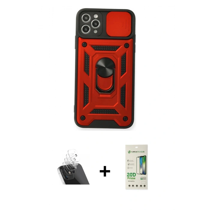 MARSİLYAN™- iPhone 11 Pro Kılıf Ahenk Klasik - Siyah 20D Premium Cam Ekran Koruyucu + Kamera Lens Koruma Cam - SF