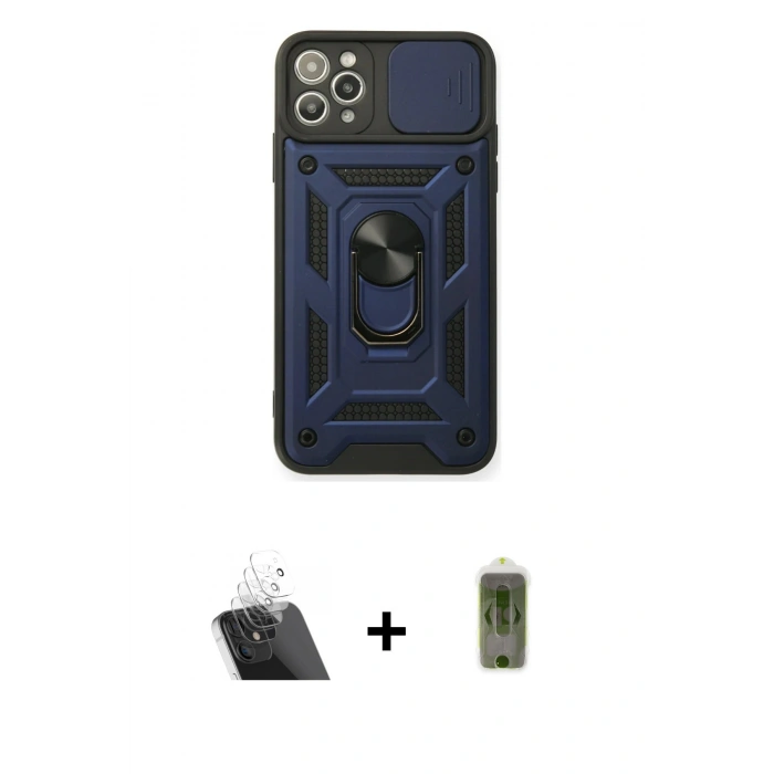 MARSİLYAN™- iPhone 11 Pro Kılıf Ahenk Klasik - Siyah Joko Magic 5D Hayalet Cam + Kamera Lens Koruma Cam - SF