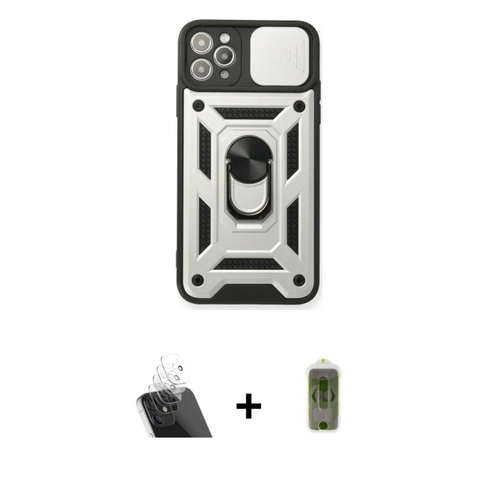 MARSİLYAN™- iPhone 11 Pro Kılıf Ahenk Klasik - Siyah Joko Magic 5D Hayalet Cam + Kamera Lens Koruma Cam - SF